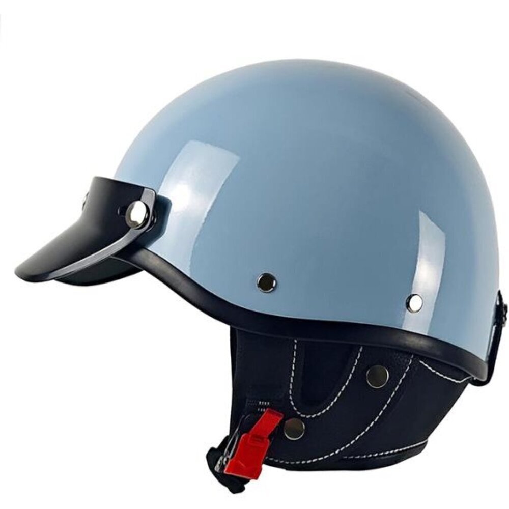 Retro Half Motorcycle Helmet Open Face DOT Approved Scooter Cruiser Skull Cap